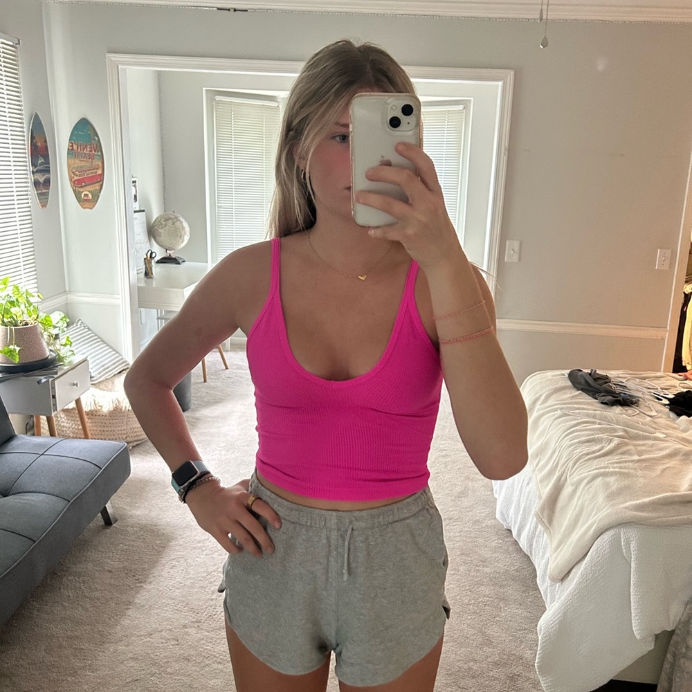Neon Pink Free People Movement Top XS